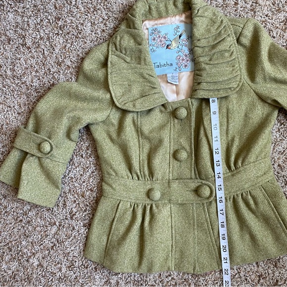 Tabitha Pea Green Cropped Blazer Pea Coat Jacket - Picture 11 of 11
